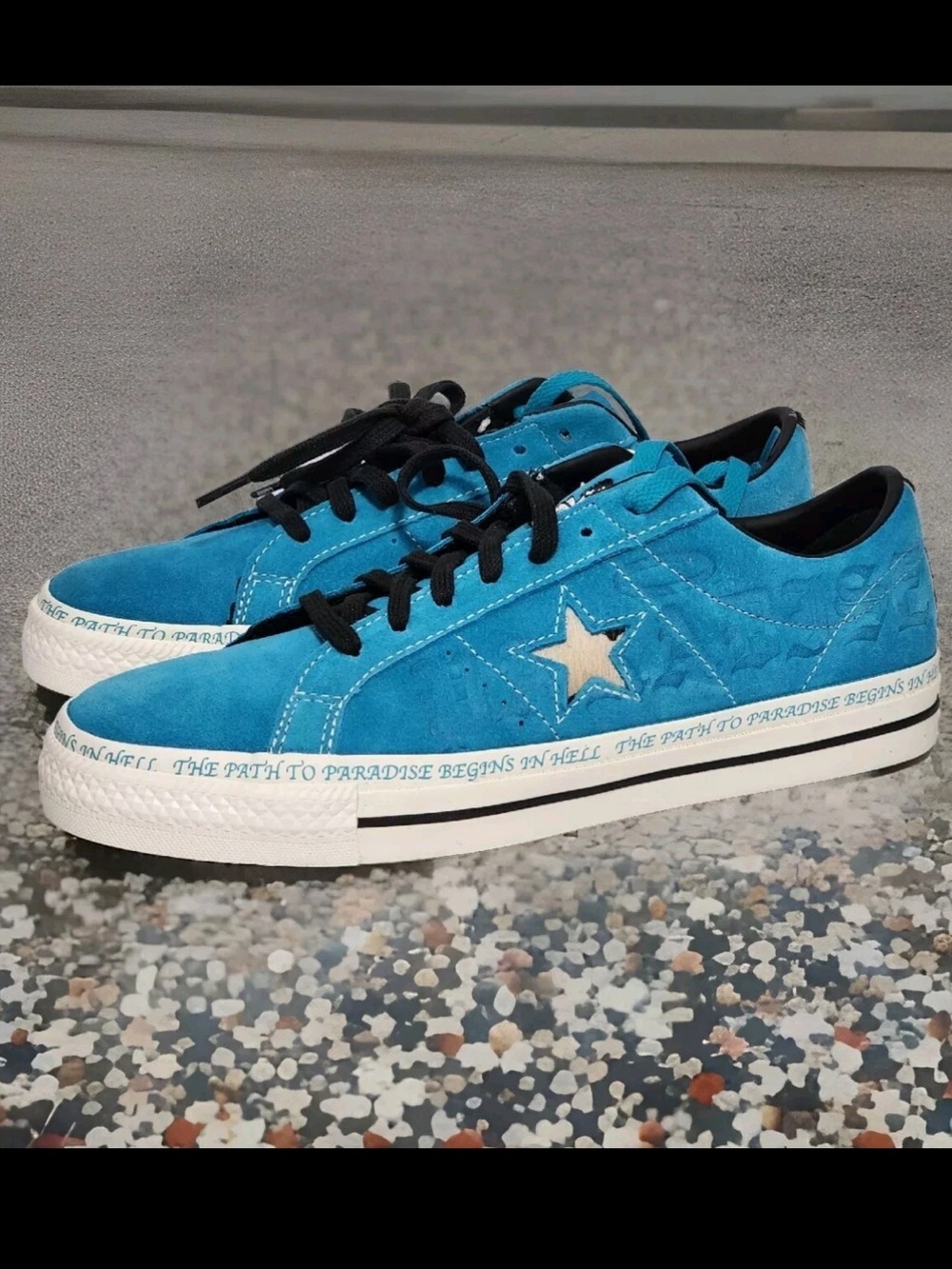 Converse One Star Shoes - Sean Pablo Teal Seude Shoes - Size 12
